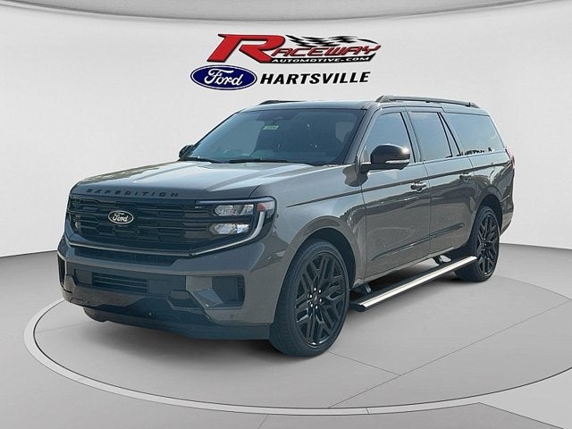 2026 Ford Expedition Max Platinum in Marsh Gray — front three-quarter view