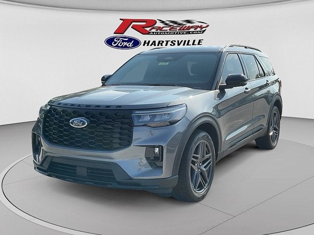 2026 Ford Explorer ST-Line in Carbon Gry — front three-quarter view