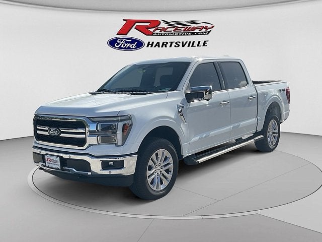 2026 Ford F-150 LARIAT in Oxford White — front three-quarter view