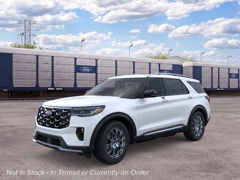 2026 Ford Explorer Platinum in Star White Metallic Tri-Coat — front three-quarter view